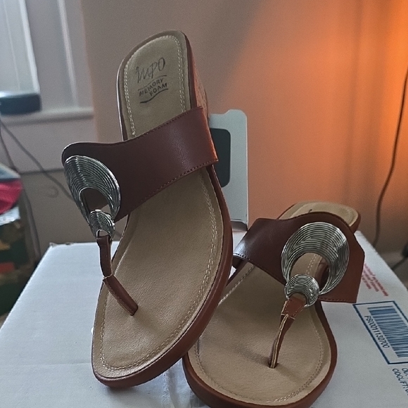 Shoes - Women's Tan Sandals with Silver Accents